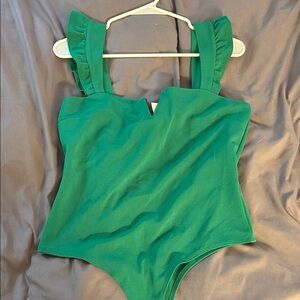 Moa Moa Green Bodysuit with Ruffle Details